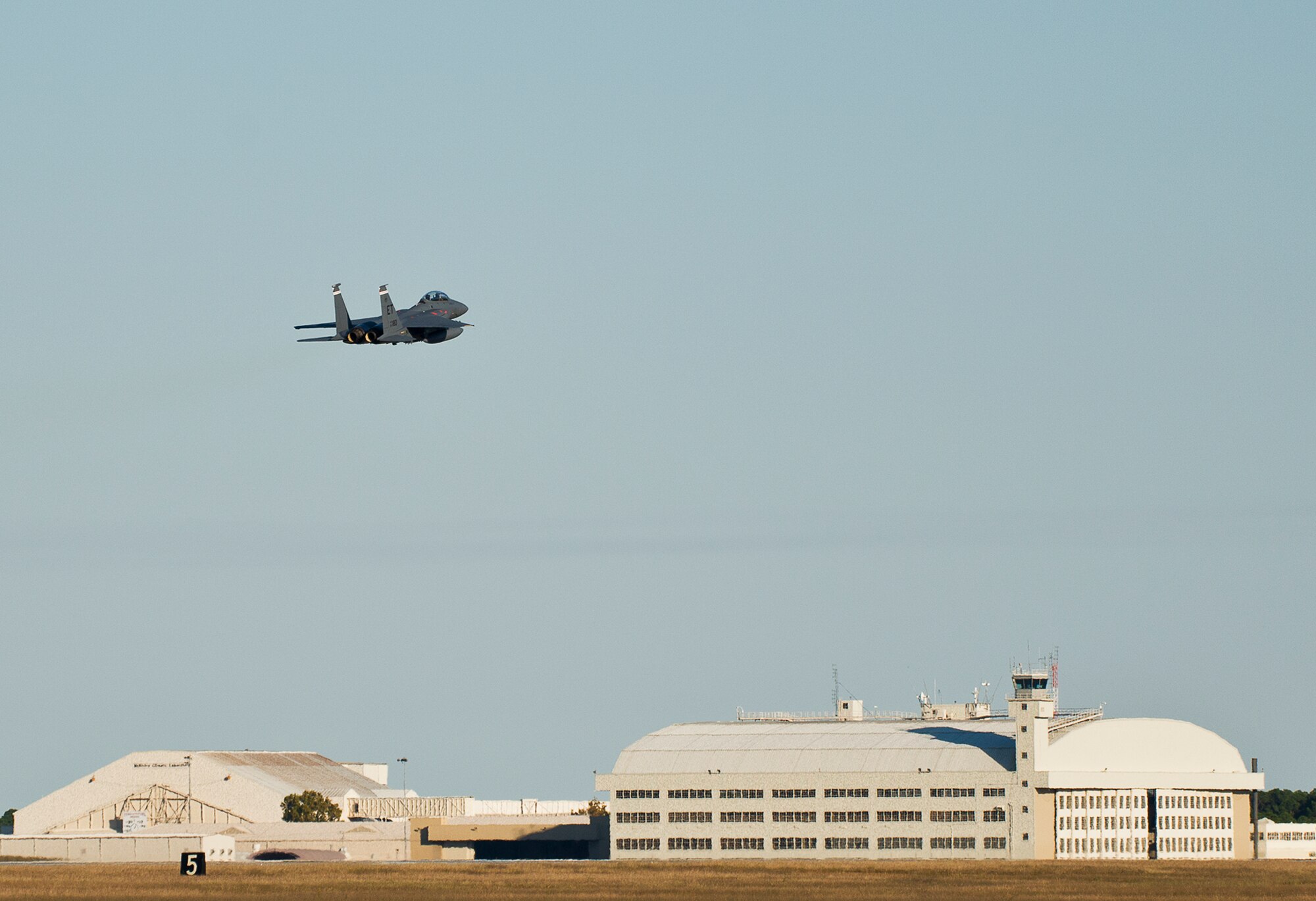 An F-15 from the 40th Flight Test Squadron takes off for a training sortie from Eglin Air Force Base, Fla.  The 40th FTS is responsible for developmental flight testing for F-15s, F-16s and A-10s for the 96th Test Wing.  (U.S. Air Force photo/Samuel King Jr.)