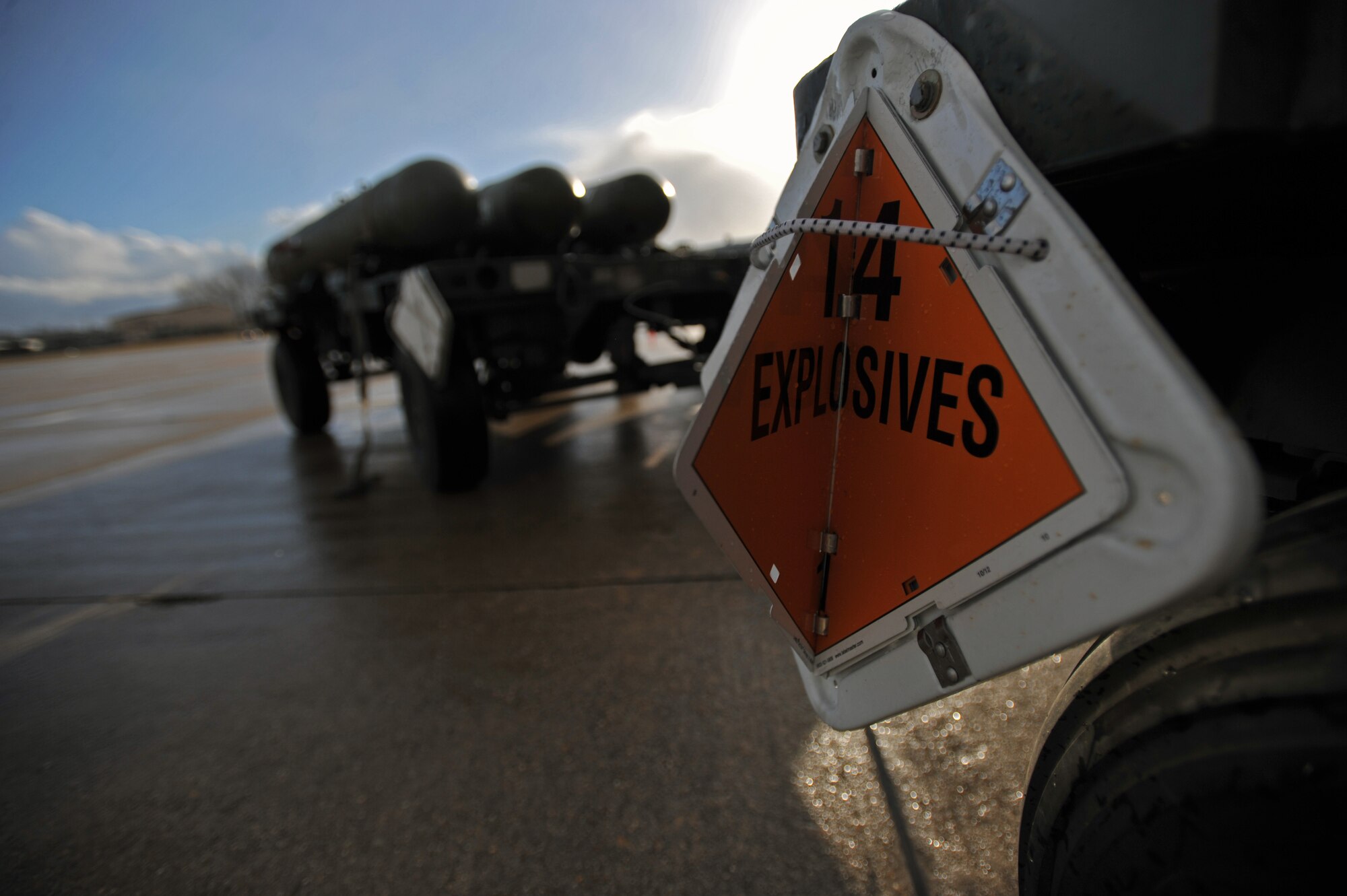 Munitions wait to be unloaded during Operational Readiness Exercise Beverly Bulldog 14-01 at Osan Air Base, Republic of Korea, Nov. 18, 2013. BB 14-01 is the first operational readiness exercise that has been executed during this fiscal year. (U.S. Air Force photo/Senior Airman Siuta B. Ika)