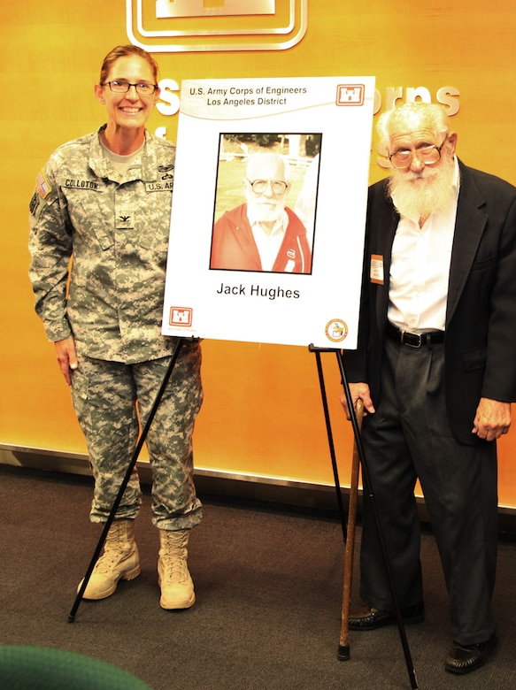 Jack Hughes, a management analyst who worked for the Los Angeles District from 1965 to 1982, was selected as the 2012 Distinguished Civilian Employee of the Year for his innovative ways of helping to save tax dollars and demonstrated leadership skills during a ceremony Nov. 12. 