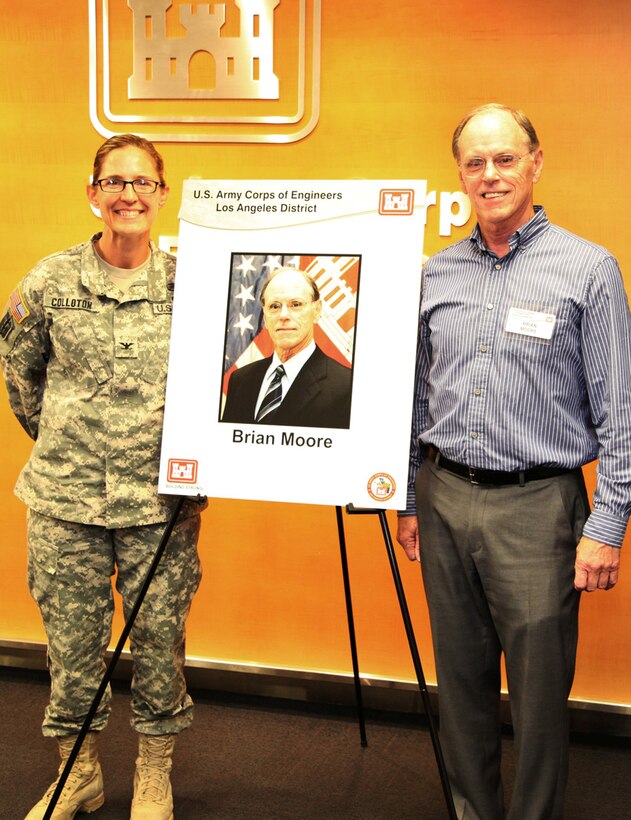 The 2013 Distinguished Civilian Employee selectee was Brian Moore, who retired in 2012 after serving 44 years with the U.S. Army Corps of Engineers.  Moore’s title at retirement was Deputy District Engineer for Programs and Project Management, and, in that capacity, he served as the senior civilian in the Los Angeles District and was responsible for all of the District’s major projects and programs. The honor was bestowed during a ceremony on Nov. 12.      