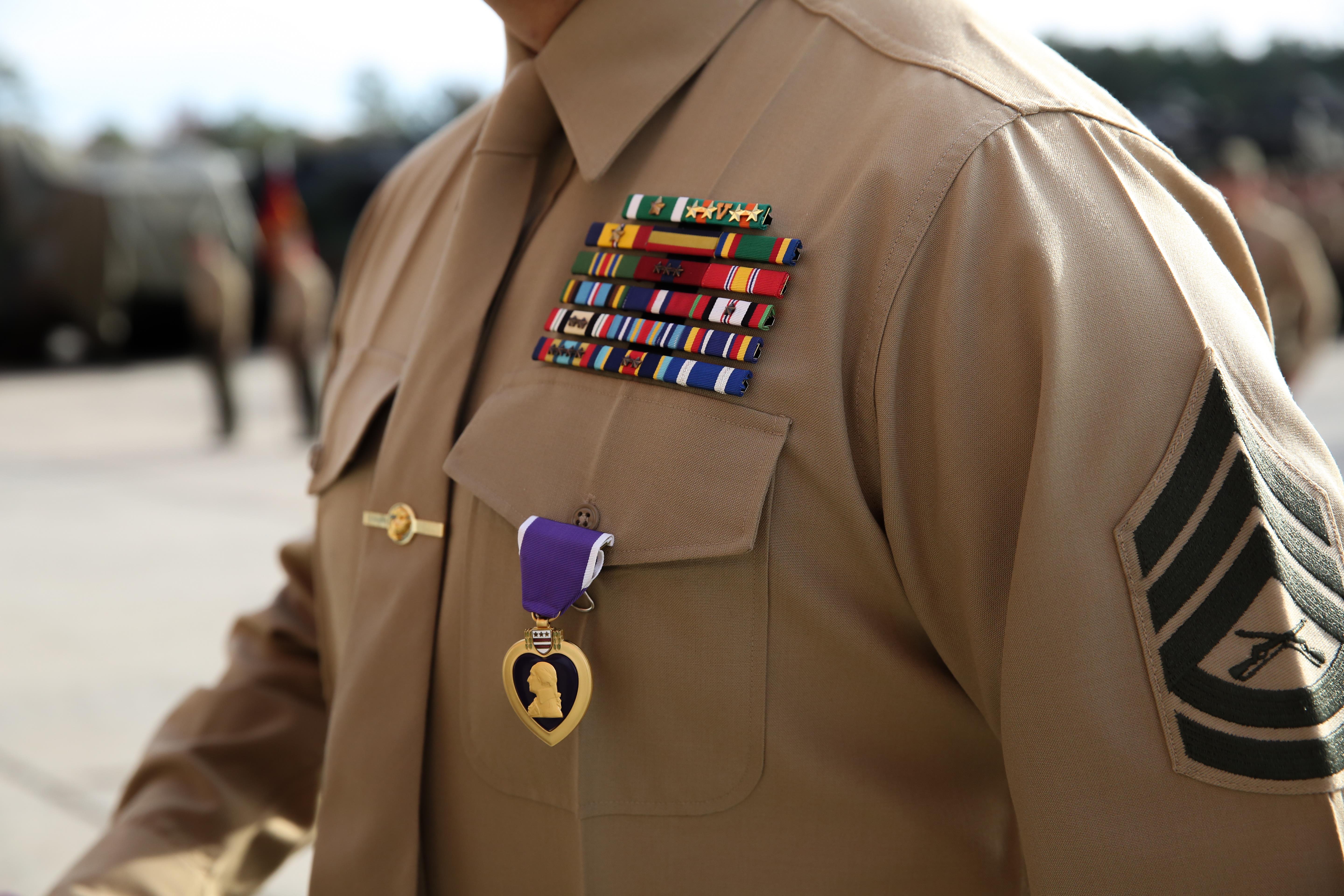 Purple Heart awarded to 2nd Assault Amphibian Bn Marine gt 2nd Marine