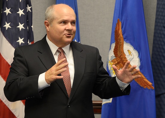 Retired Maj. Gen. Charles Lyon addresses a small audience that witnessed Acting Secretary of the Air Force Eric Fanning present Lyon the Zuckert Management award during a Pentagon ceremony, Nov. 18, 2013.  The Zuckert Management Award is named after the seventh secretary of the Air Force and is presented annually to recognize outstanding top-level Air Force managers.  (U.S. Air Force photo/Scott M. Ash)