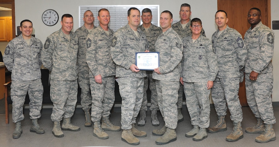 Staff Sgt. David Soares, 5th Civil Engineer Squadron, was the noncommissioned officer in charge for the construction of a display pad and successful installation of two B-52H Stratofortress static display models worth $125 thousand at Minot Air Force Base and the Dakota Territory Air Museum. He displayed superb leadership while coordinating with multiple organizations to include the 5th CES, 5th Security Forces Squadron, 5th Logistics Readiness Squadron, 5th Bomb Wing staff, Base Public Affairs, 91st Missile Wing staff and the Minot Area Chamber of Commerce.  He was the “go to” person during the safe transfer of the static display that required the coordinated closure of both Peacekeeper Pl. and Missile Ave. (U.S. Air Force photo/Senior Airman Stephanie Sauberan)