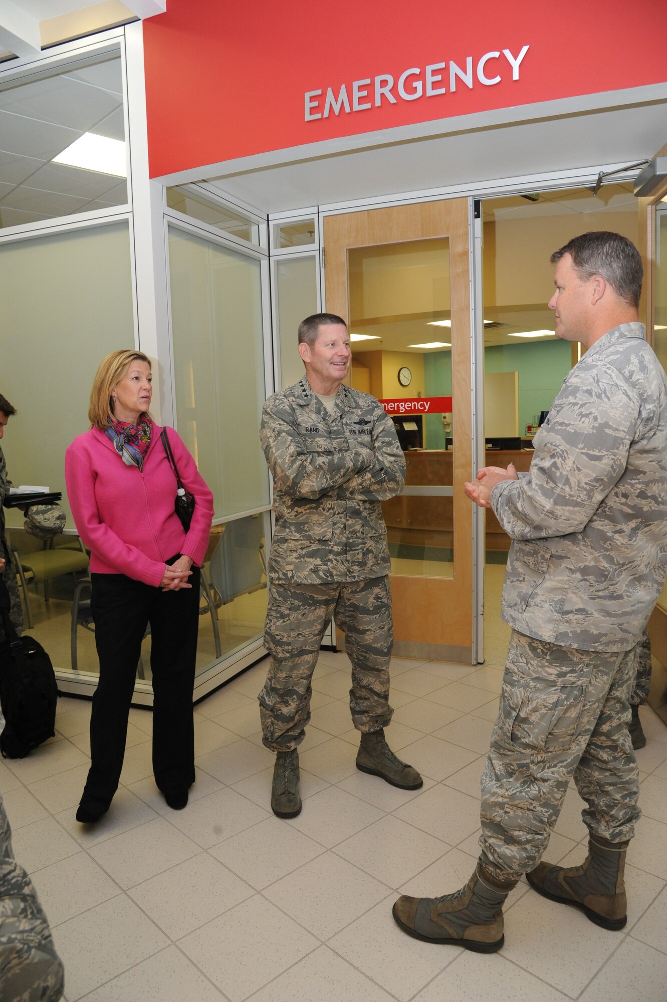Gen. Robin Rand, Air Education and Training Command commander, and his wife, tour  the Keesler Medical Center emergency room services Nov. 14, 2013, at Keesler Air Force Base, Miss.  During a visit to Keesler, Rand was accompanied by Chief Master Sgt. Gerardo Tapia, AETC command chief.  The visit also included three commander’s calls, and a tour of the Levitow Training Support Facility and 2nd Air Force headquarters. (U.S. Air Force photo by Kemberly Groue)