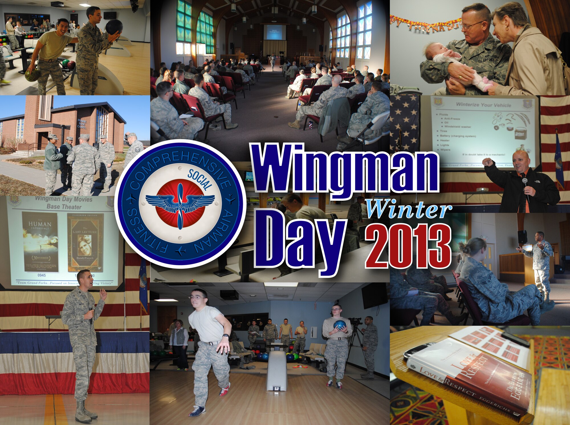 The 319th Air Base Wing paused day-to-day operations Nov. 15, 2013, in order to host Wingman Day on Grand Forks Air Force Base, N.D. The purpose of the day was to reinforce the Wingman concept and focus on unit wellness, specifically the spiritual and social pillars of the Comprehensive Airman Fitness Program, a service-wide initiative designed to build and sustain a thriving and resilient Air Force community. (U.S. Air Force photo/Staff Sgt. Luis Loza Gutierrez) 