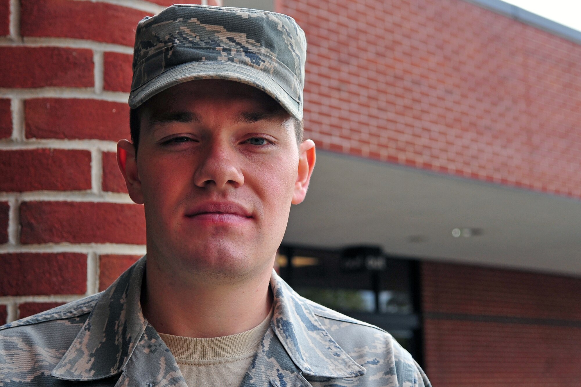 U.S. Air Force Staff Sgt. Marcus Albough, 4th Component Maintenance Squadron unit deployment manager, visits the commissary at Seymour Johnson Air Force Base, N.C., Nov. 15, 2013. Albough said he is most thankful for his friends and family. (U.S. Air Force photo by Airman 1st Class Shawna Keyes)