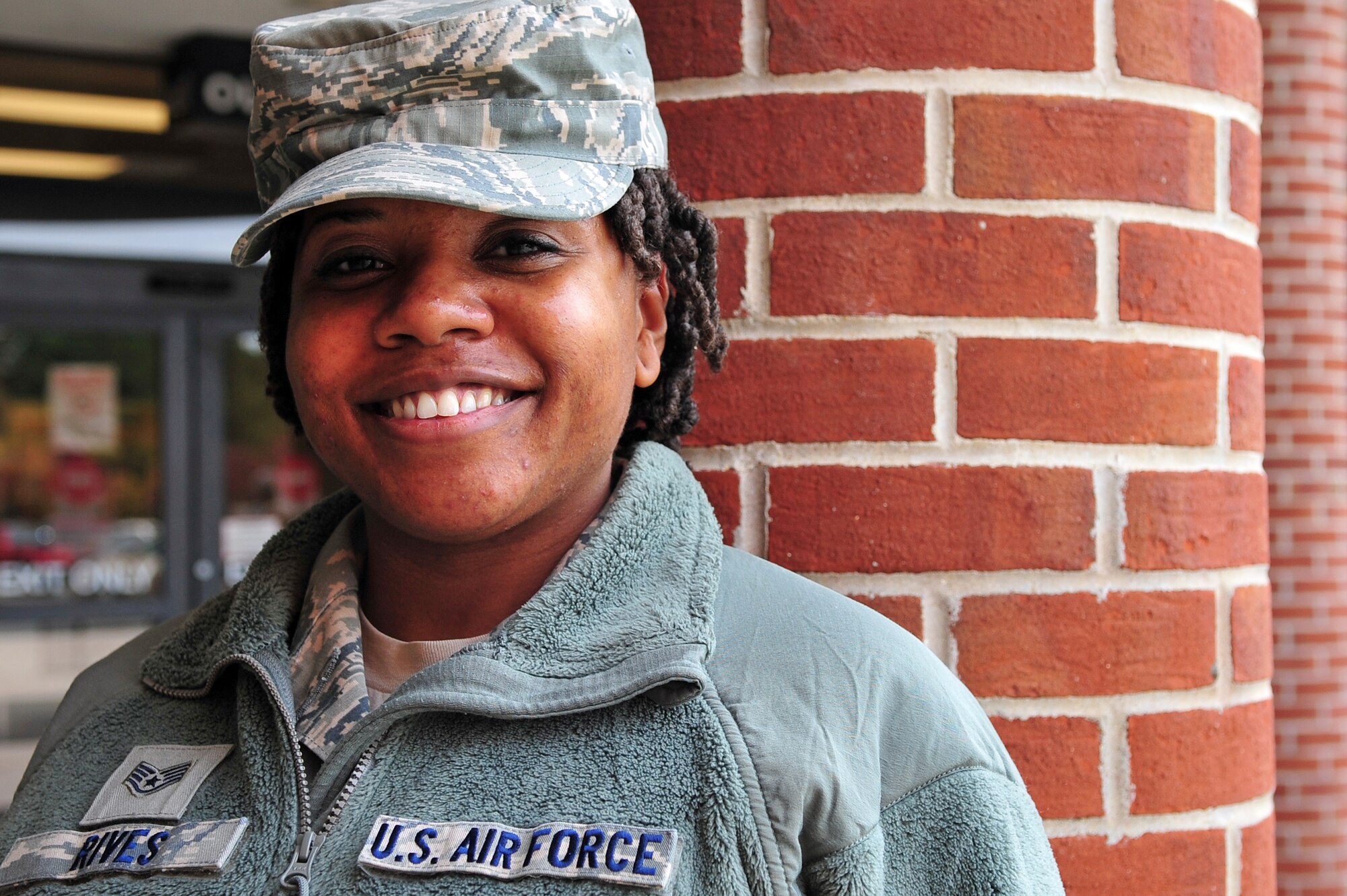 U.S. Air Force Staff Sgt. Camesha Rives, 4th Maintenance Group unit training manager, shops at the commissary at Seymour Johnson Air Force Base, N.C., Nov. 15, 2013. Rives said she is most thankful for her blood-related and military families this Thanksgiving. (U.S. Air Force photo by Airman 1st Class Shawna Keyes)