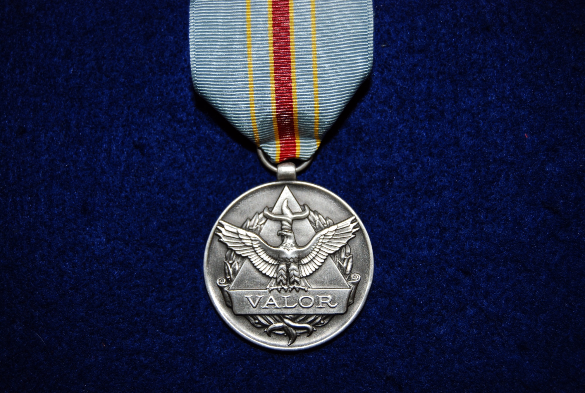 CHEYENNE MOUNTAIN AIR FORCE STATION, Colo. – The Air Force Command Civilian Award for Valor Medal was presented to 27 Cheyenne Mountain Air Force Station firefighters Nov. 13 for their response to the Black Forest fire. The civilian award is similar to the Airman's Medal and recognizes Air Force civilian personnel who demonstrate courage in assisting others. (U.S. Air Force photo/Michael Golembesky)