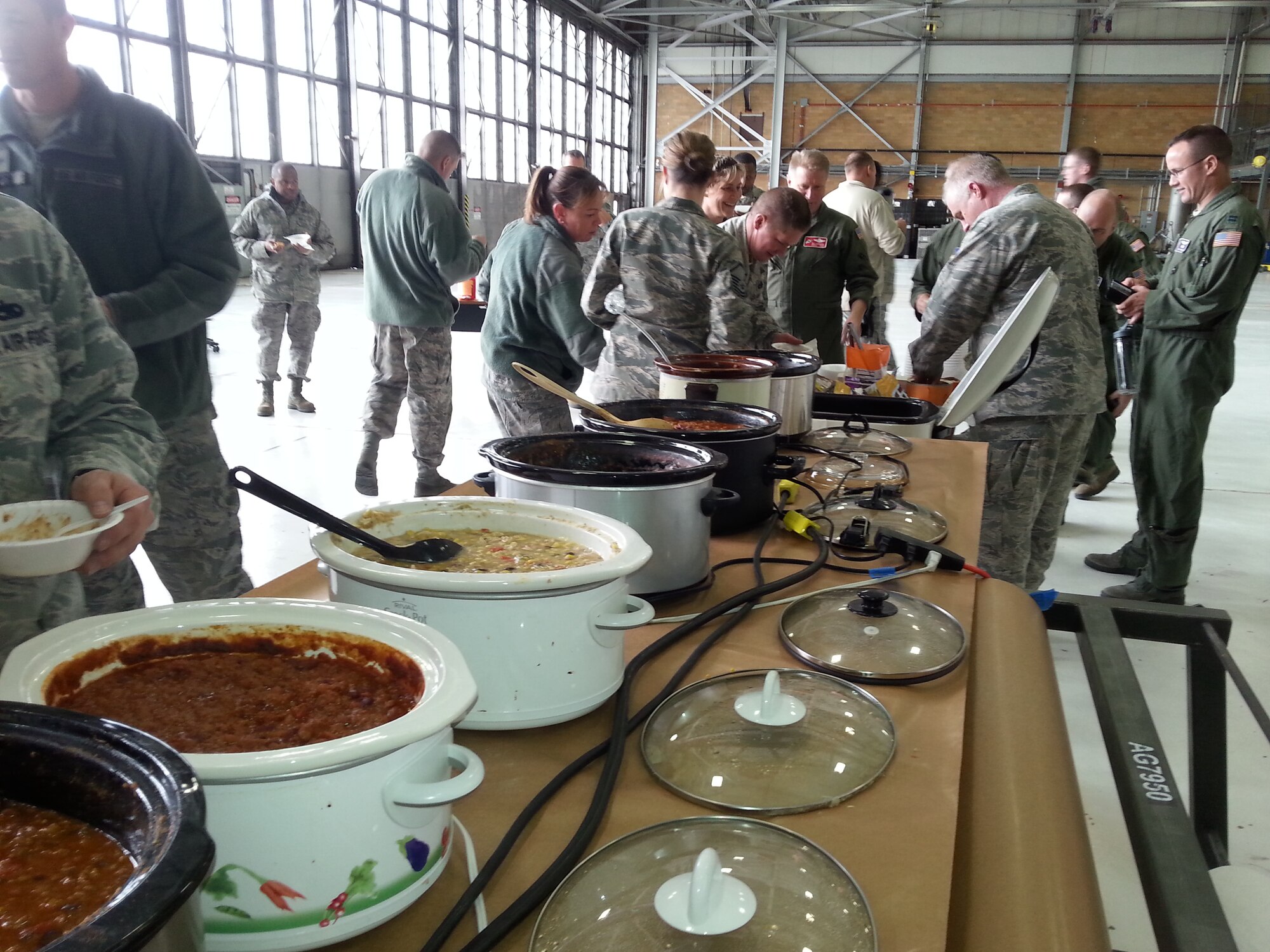 Members of the 934th Maintenance and Operations group participated in their seventh annual chili cookoff Nov. 18 just in time for the cold weather. This year, Master Sgt. Gill Simkins from the maintenance group took top honors. (Courtesy Photo)