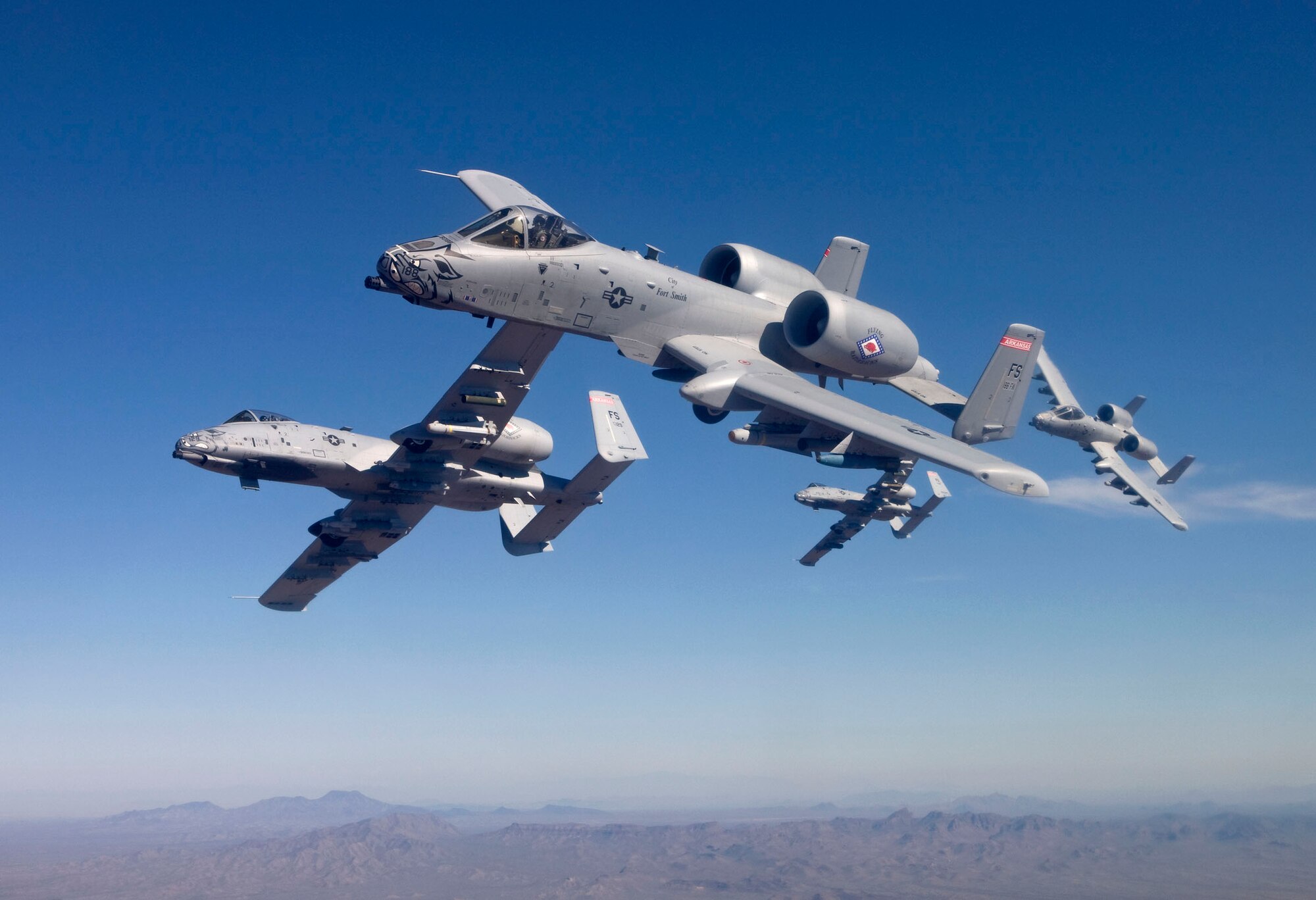 A-10C Thunderbolt II “Warthogs” with the 188th Fighter Wing, Arkansas Air National Guard conduct close-air support training near Davis-Monthan Air Force Base, Ariz. (Photo by Jim Haseltine)