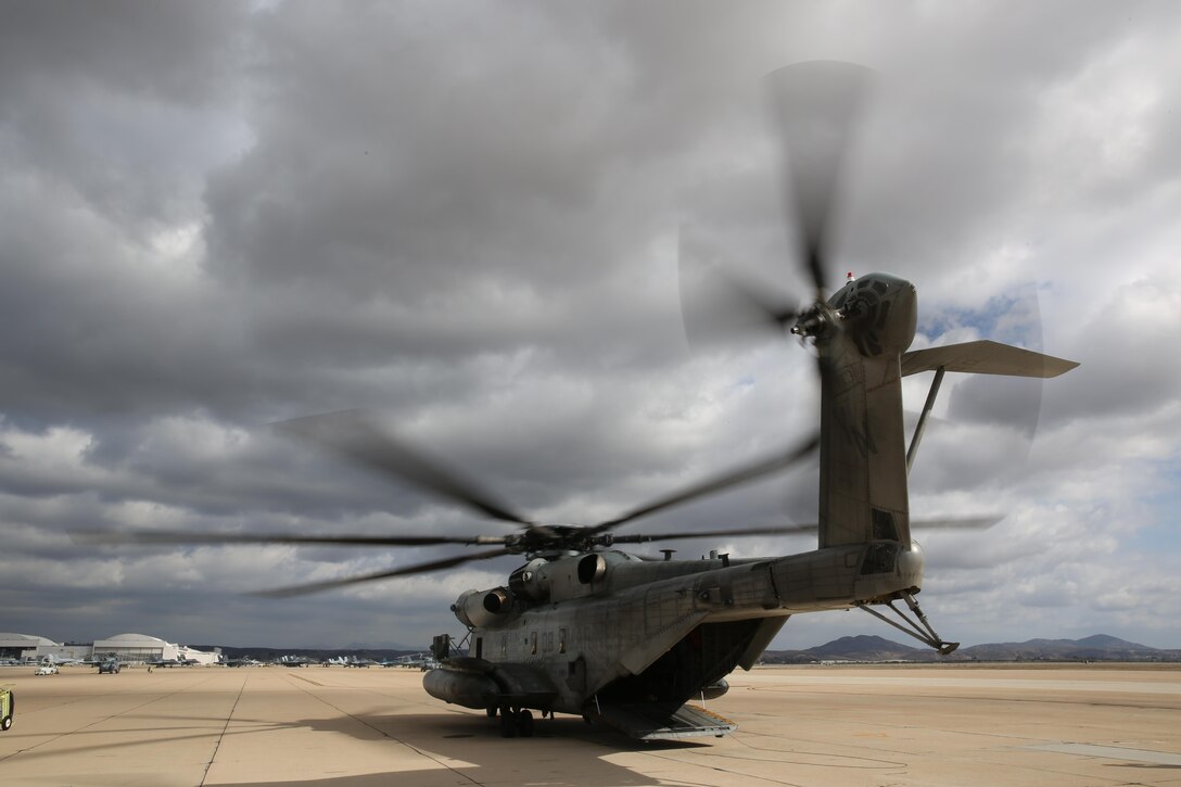 A CH-53E Super Stallion with Marine Heavy Helicopter Squadron 361 “Flying Tigers” prepares for an external lift exercise aboard Marine Corps Base Camp Pendleton, Calif., Nov. 20. The Super Stallions perform missions to supply Marines by lifting heavy cargo or vehicles.