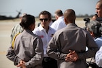 Sunburst Youth Academy Cadets lead Indy 500 Champion driver Dan Wheldon, center, talks with Sunburst Youth Academy cadeets on a tour of the academy during his visit on April 16, 2009. Wheldon was recently announced as the national spokesman for the National Guard Youth Challenge Program. He will be help to raise awareness of the high school dropout epidemic nationwide.