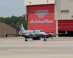 Mississippi's 186th Air Refueling Wing welcomed the arrival of the first MC-12W yesterday at Key Field, Meridian, Miss., April 27. The arrival of the aircraft is part of an agreement between the Air Force and Air National Guard to establish a temporary MC-12 mission qualification training detachment. The MC-12 is the Air Force's newest intelligence, surveillance and reconnaissance platform.