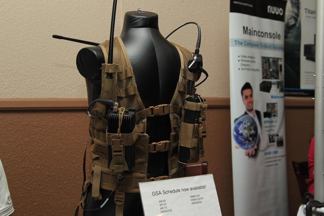 Tactical Radio Booster Amplifiers, manufactured by AR Modular RF, are showcased during a technology exposition at the Officers' Club Nov. 19, 2013.


