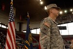 Col. Dan Hokanson, commander of the 41st Infantry Brigade Combat Team, Oregon Army National Guard, prepares for his unit's mobilization ceremony at the Portland Coliseum in Portland, Ore., May 2. Nearly 2,700 soldiers will mobilize in communities throughout Oregon, giving residents of Bend, Medford, Eugene and Portland, a chance to send off Oregon's soldiers in what is the largest deployment of Oregonians since WWII.
