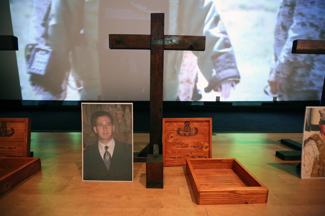 A Memorial service was held at the Base Theatre at 10 a.m. today in honor of Gunnery Sgt. Gregory J. Mullins, Staff Sgt. Mathew R. Marsh, Sgt. Miguel Ortiz and Staff Sgt. Eric W. Summers.

The four Explosive Ordnance Disposal Marines were killed in an explosion at approximately 11 a.m. November 13 during range maintenance operations to dispose of unexploded ordnance in the Zulu impact area aboard Marine Corps Base Camp Pendleton.

"Today, we pause for a moment to remember our fallen comrades: their lives, service and sacrifice. We, their Marine Family, mourn alongside their loved ones. We will always remember their commitment and devotion to duty," said Brig. Gen. John W. Bullard, Commanding General, Marine Corps Installations West- Marine Corps Base Camp Pendleton.