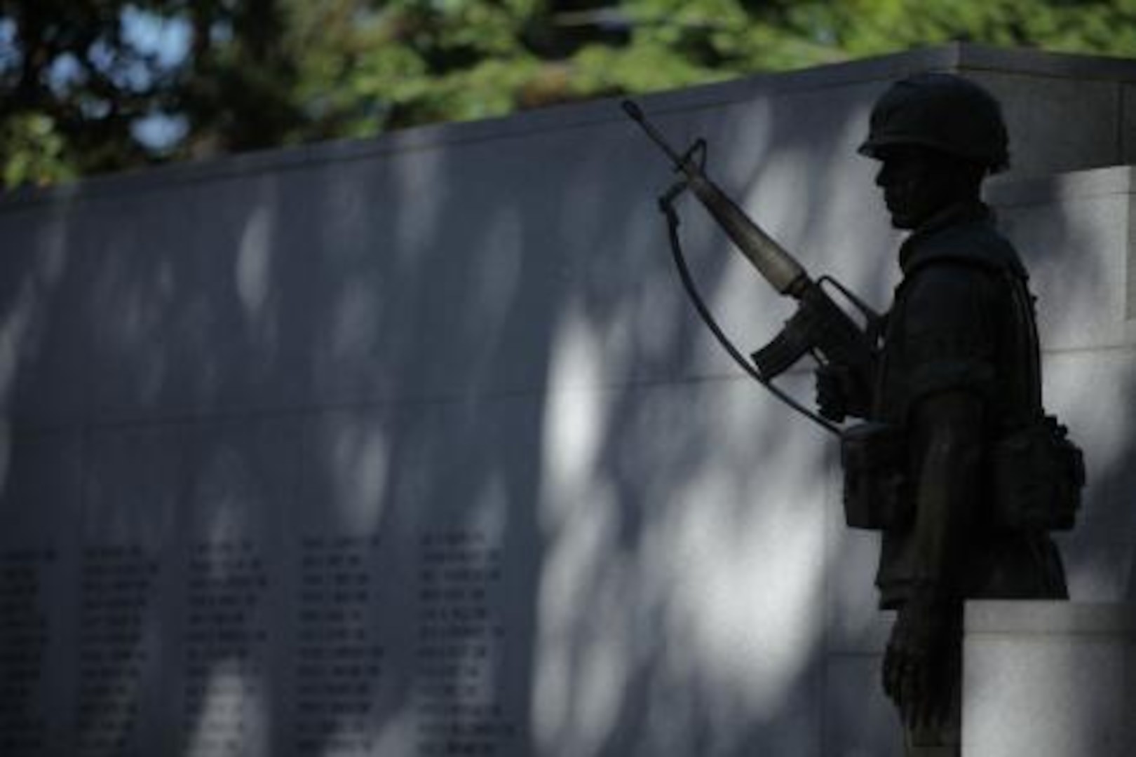 A statue of a Marine stands guard at the Beirut Memorial in Jacksonville, N.C., dedicated to the 241 service members who lost their lives in the attack. Photos courtesy of DOD