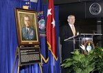Former DIA Director retired Lt. Gen. Ronald Burgess thanks those attending his portrait unveiling ceremony at DIA Headquarters Nov. 7 for all they contributed to his success. 