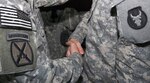 This is actually the second time in a century that the hand-off of battle has occurred between the 10th Mountain Division and the 34th Infantry Division. The 10th Mountain Division is transferring command of Multi-national Division-South to the Red Bulls later this month.