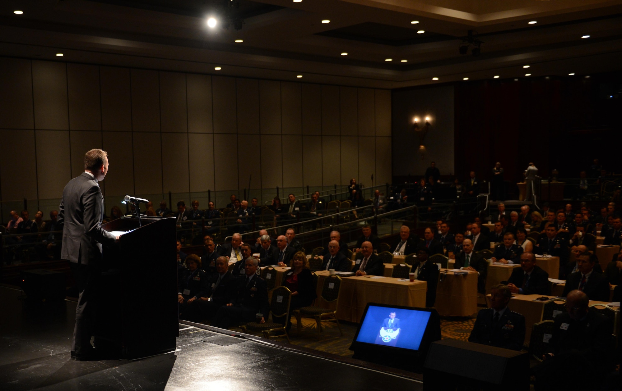 Acting Secretary of the Air Force Eric Fanning, addresses members of the Air Force Association Nov 22, 2013, during the AFA Pacific Air & Space Symposium, Los Angeles, Cali. Fanning spoke on the state of the force and the Air Force’s position in space and cyberspace. 