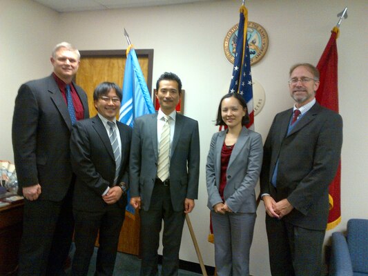Left to right: Joe Manous (IWR), Masato Okabe (Research Engineer, Water Resources Policy Group, JICE), Yanagisawa Osamu (Team Leader and Senior Chief Research Engineer, Water Resources Policy Group, JICE), Junko Sagara (Deputy Manager, Water Management and Research Division, CTI Engineering), and Dr Will Logan (IWR and Deputy Director, International Center for Integrated Water Resources Management, ICIWaRM).