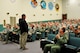 Retired Brig. Gen. Ben T. Robinson, who served as commander of the 552nd Air Control Wing at Tinker AFB from March 2000 – November 2002, addresses current members of the wing during a heritage event on Oct. 28 in the 552nd Operations Group Auditorium. Among those in attendance were Col. John Cooper, 552nd OG commander, third from left, and Col. Jay Bickley, current 552nd ACW commander, right. (Air Force photo by Darren D. Heusel)