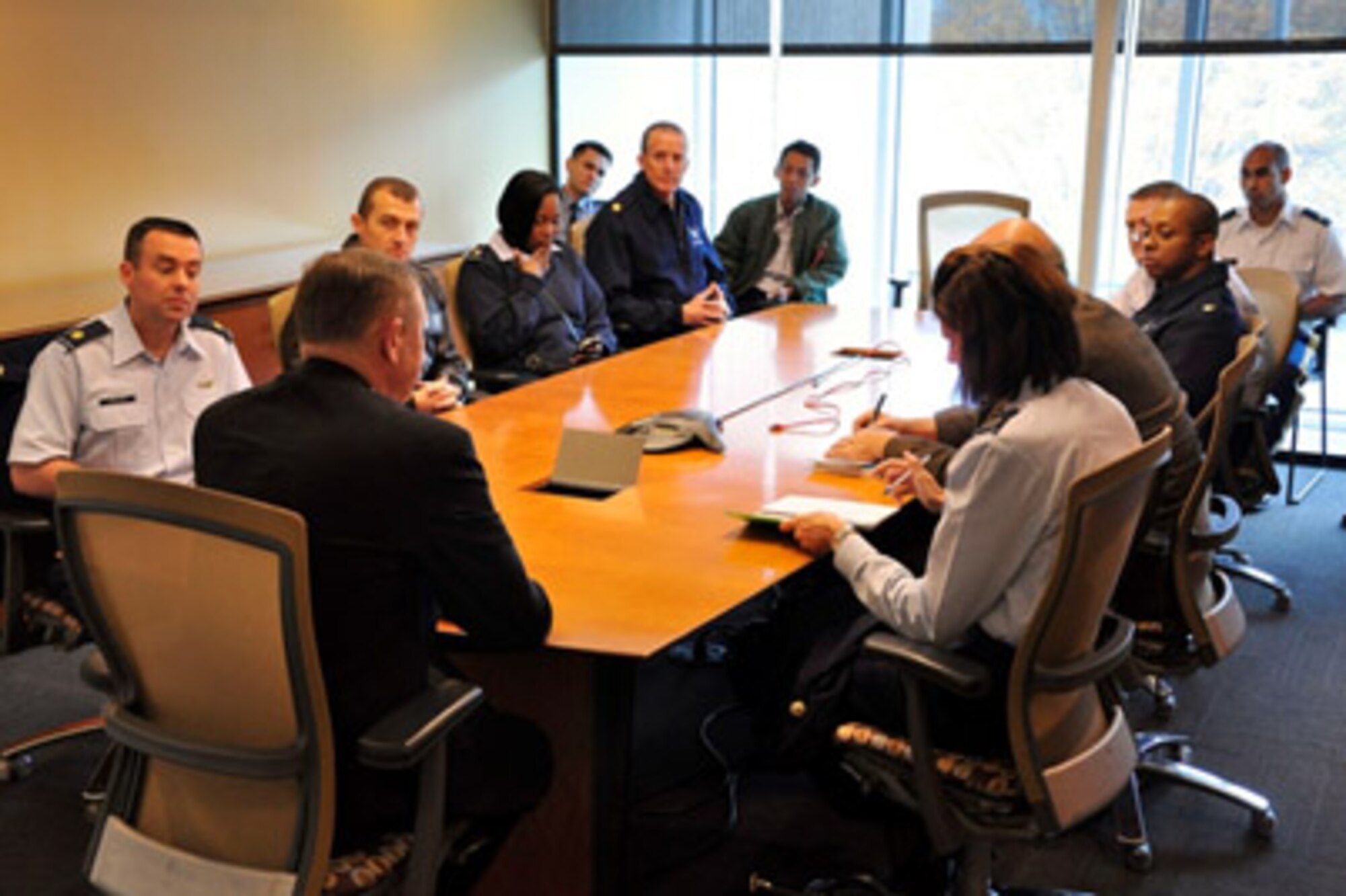 Mr. Jim LeMay, consultant for CNN, discusses military-media relations, Nov. 20, with students from the Air Command and Staff College.  The discussion was part of a larger visit by the students to the CNN Headquarters facilities and the Defense Video and Imagery Distribution System, both located in Atlanta, Ga., as part of the elective “The War for Public Opinion.”  The course, produced by the U.S. Air Force Public Affairs Center of Excellence, provides future leaders with an understanding of the impact of modern global information environment and the need for members of the armed forces at every level to be prepared to communicate effectively with the public they serve.
