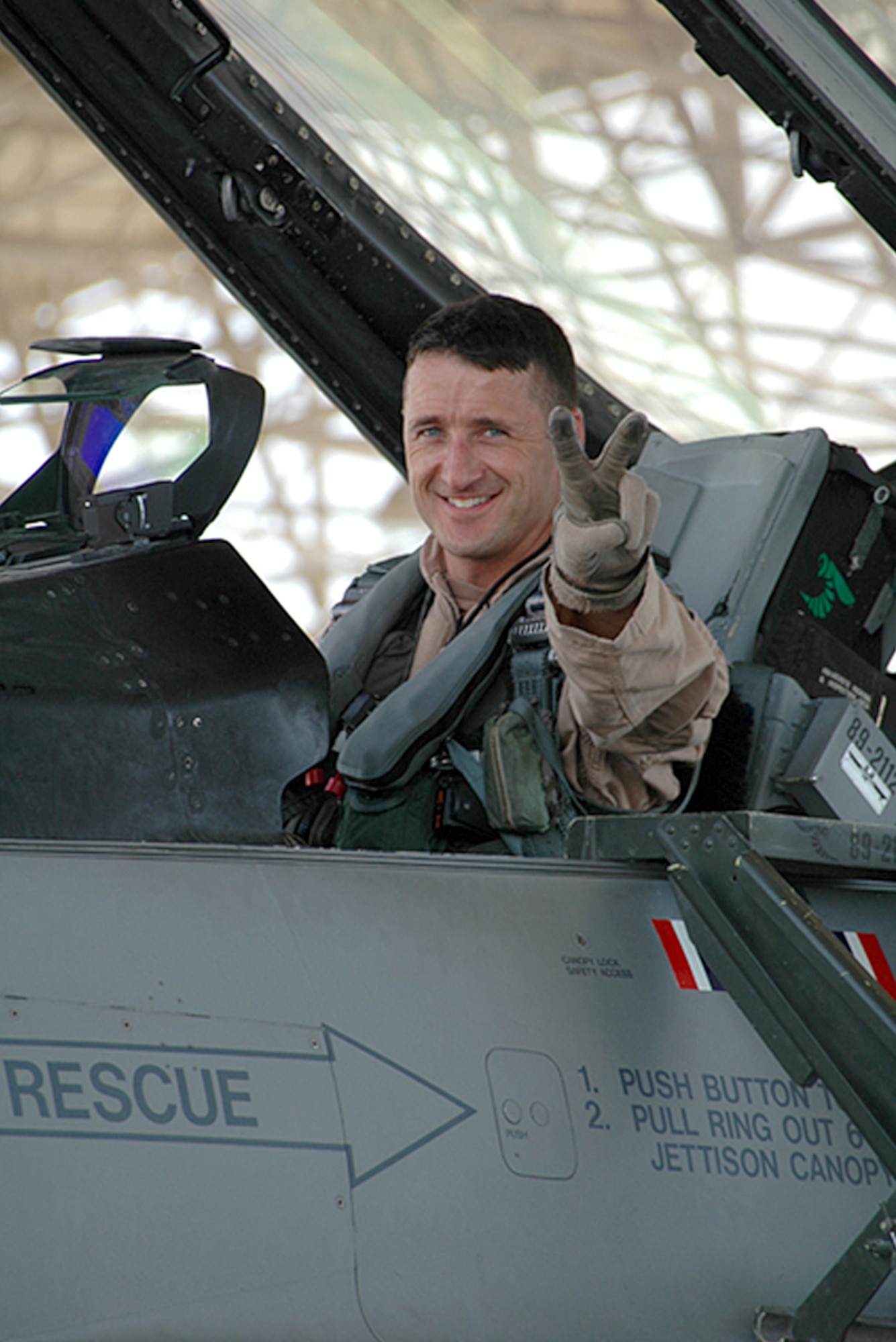 Col. Steven S. Nordhaus, currently the 180th Fighter Wing Commander, Ohio Air National Guard, prepares for a combat sortie in support Operation Enduring Freedom at Al Udeid Air Base, Qatar in 2005. (U.S. Air National Guard Photo by Master Sgt. Beth Holliker / Released).