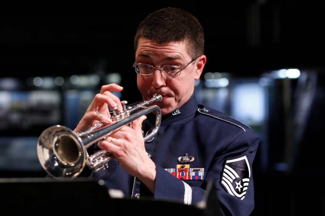 MSgt Mike Richter performs for the Doolittle Tokyo Raiders Final Toast and Celebration. November 9, 2013. National Museum of the United States Air Force. (Photo by TSgt Leo Smith)
