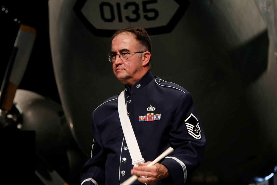 TSgt Tom Shriver performs for the Doolittle Tokyo Raiders Final Toast and Celebration. November 9, 2013. National Museum of the United States Air Force. (Photo by TSgt Leo Smith)