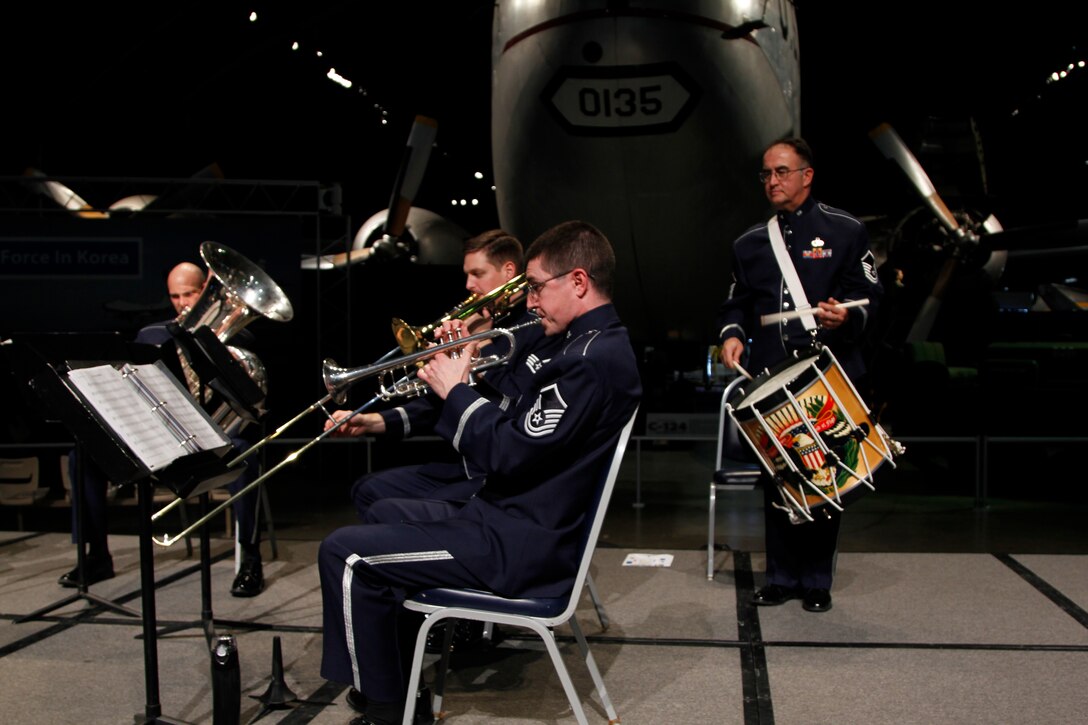 Wright Brass performs for the Doolittle Tokyo Raiders Final Toast and Celebration. November 9, 2013. National Museum of the United States Air Force. (Photo by TSgt Leo Smith)