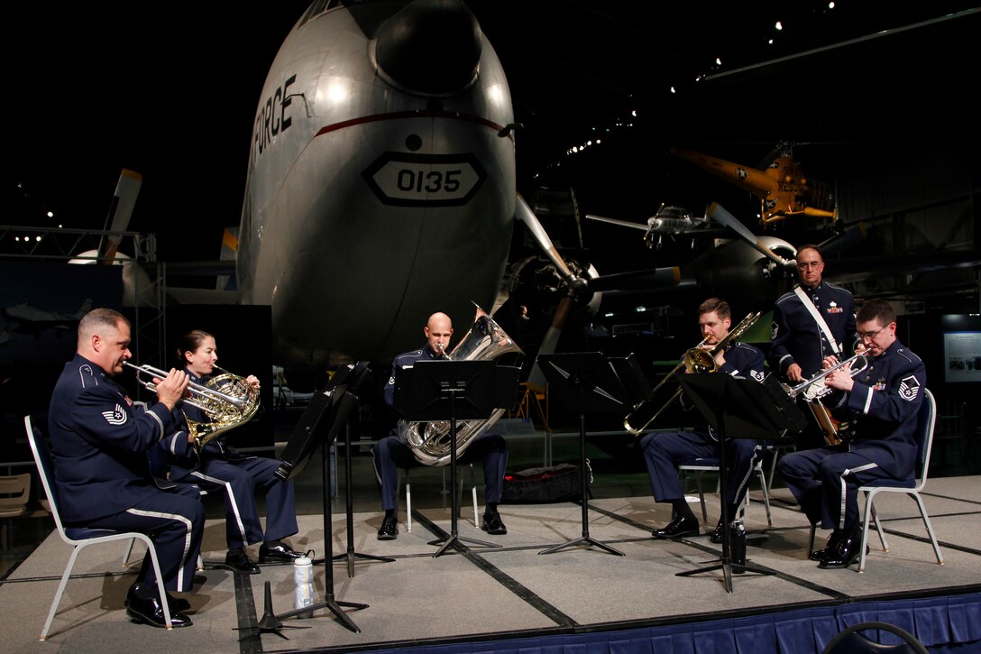 Wright Brass performs for the Doolittle Tokyo Raiders Final Toast and Celebration. November 9, 2013. National Museum of the United States Air Force. (Photo by TSgt Leo Smith)
