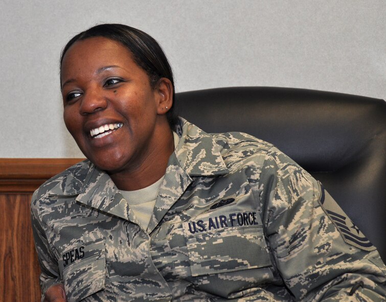 Master Sgt. Diane Speas, 916th Mission Support Group knowledge operations manager was recently promoted by the Air Force Reserve Command through the Promotion Enhancement Program. (USAF photo by SSgt. Alan Abernethy, 916ARW/PA) 