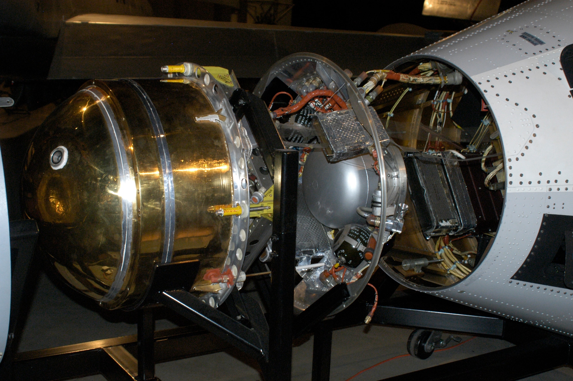 DAYTON, Ohio -- Gambit 1 KH-7 reconnaissance satellite in the Cold War Gallery at the National Museum of the U.S. Air Force. (U.S. Air Force Photo)