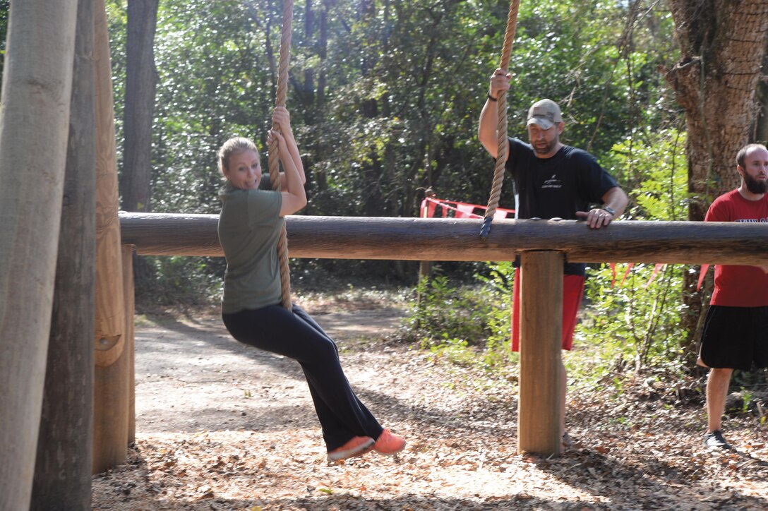 The young and young-at-heart challenge themselves during Marine Corps Logistics Base Albany’s second annual Dirty Devil Dog Mud Run, Saturday. Marines, families and citizens from neighborhoods surrounding the base, navigated obstacles, slogged through mud and water during the more than 3-mile course.