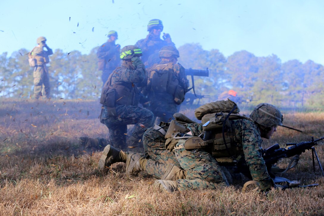 A Marine with India Company, 3rd Battalion, 8th Marine Regiment, fires a Shoulder Launched Multi-purpose Assault Weapon (SMAW) at a target on a range aboard Fort Pickett, Va., Nov. 14, 2013. The range was part of a training exercise 3rd Bn., 8th Marines conducted in preparation for an upcoming deployment to parts of Europe and Africa. 