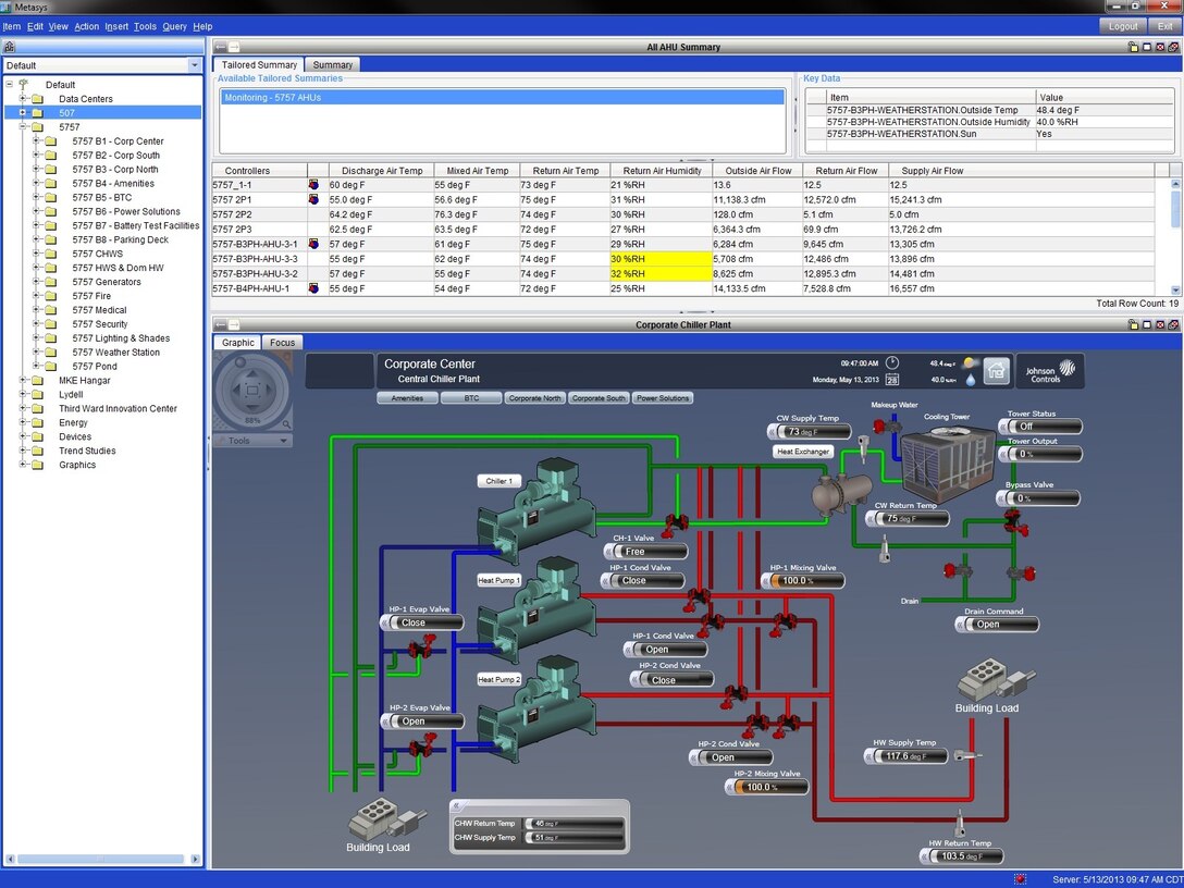 A screen shot of a central chiller plant design.