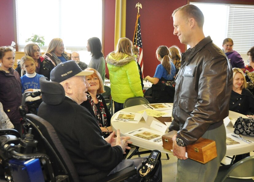 Staff Sergeant Harry “Punk” Barber, U.S. Army Air Corps (Ret) served as a B-24 gunner in WWII. He flew 13 missions, including one on D-Day, before his plane was shot down behind enemy lines in 1944 near Berlin, Germany. He spent 11 months as a P.O.W. before being liberated. (U.S. Air Force photo by 1st Lt. Jeff Kelly)