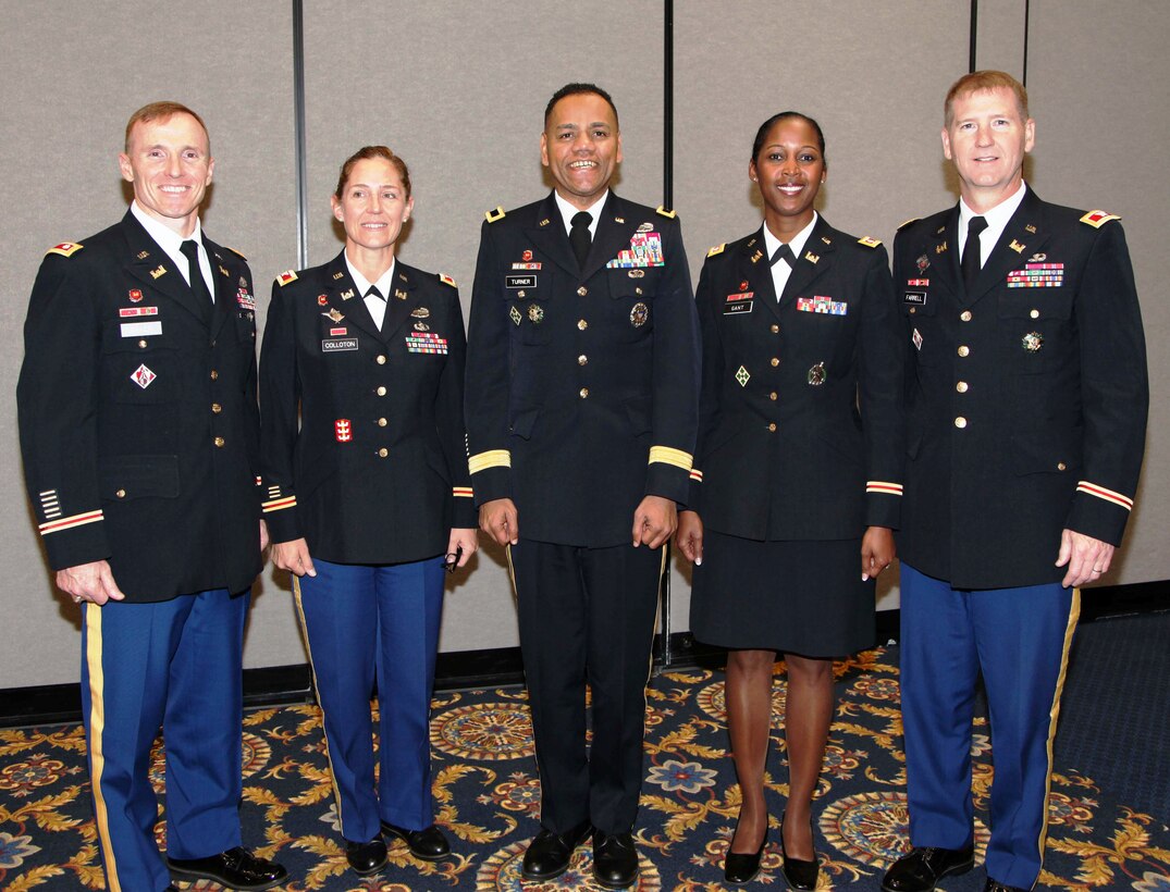 U.S. Army Corps of Engineers, South Pacific Division leadership(l-r): Lt. Col. John Baker, San Francisco District; Col. Kimberly Colloton, Los Angeles District; Brig. Gen. C. David Turner, South Pacific Division Commander; Lt. Col. Antoinette Gant, Albuquerque District and Col. Michael Farrell, Sacrament District.