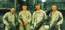 Owen McNamara (second from left) took this photo at age 18, the day before he and his team went into Fallujah, Iraq. McNamara enlisted in the Marine Corps three days after his 17th birthday, and had deployed twice and received a Purple Heart by age 21. Now a civilian, McNamara works for Marine Corps Systems Command as an administrative officer. 