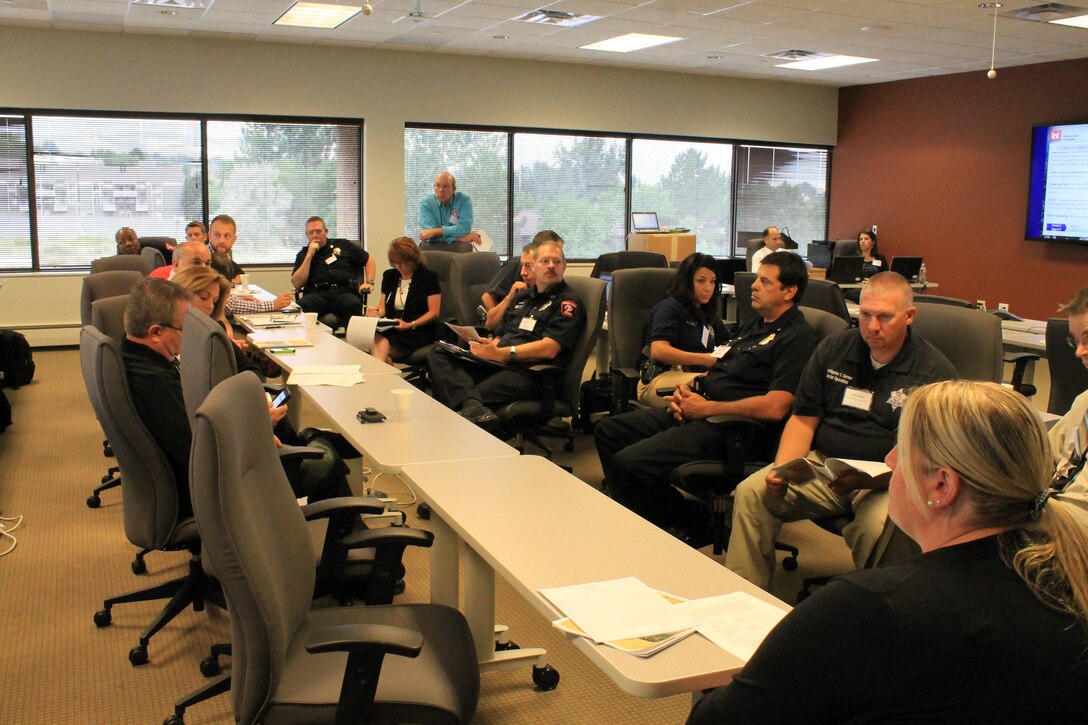 The Cherry Creek Dam safety Exercise brought together representatives from several agencies from across the Denver metropolitan area, the State of Colorado and the U.S. Army Corps of Engineers. Participants were taken through a high water scenario at Cherry Creek Dam drawing upon a variety of experiences to help move through the exercise. Agencies from the Denver metropolitan area have previously worked together when Denver hosted the Democratic National Convention in 2012, dealing with blizzards and conducting evacuations during recent wild fires.