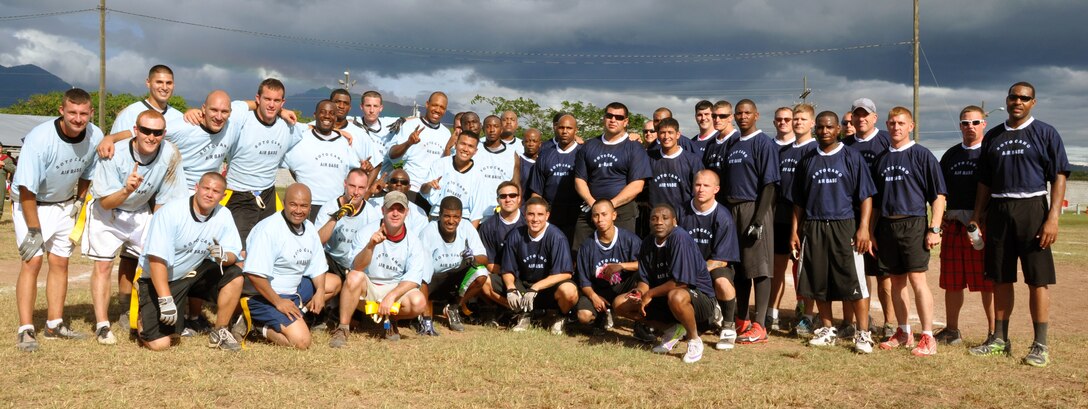 Members of Joint Task Force-Bravo participated in the annual "Turkey Bowl" flag football game. The game pits Airmen against Soldiers in a friendly competition between Army and Air Force. This year, the Air Force took home the Turkey Bowl trophy, defeating the Army in overtime by a score of 25-19. The game served to increase camaraderie among the two services while promoting overall physical fitness. (U.S. Air Force photo by Capt. Zach Anderson)