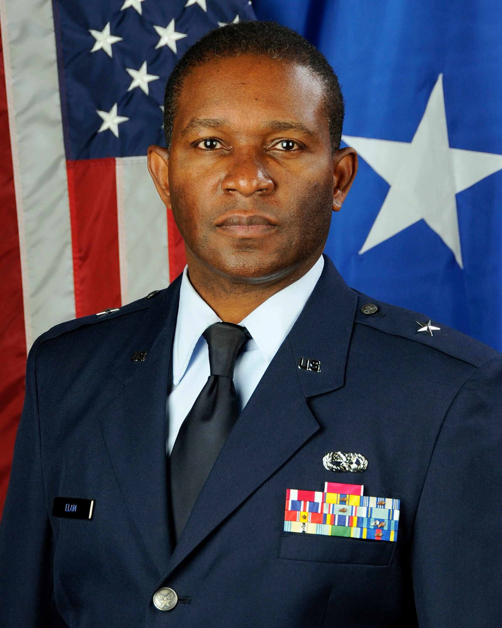 U.S. Air Force Brig. Gen. Calvin Elam, the South Carolina National Guard's Assistant Adjutant General for Air, poses for his official portrait Jan. 25, 2013. 
(U.S. Air National Guard photo by Tech. Sgt. Caycee Watson/Released)