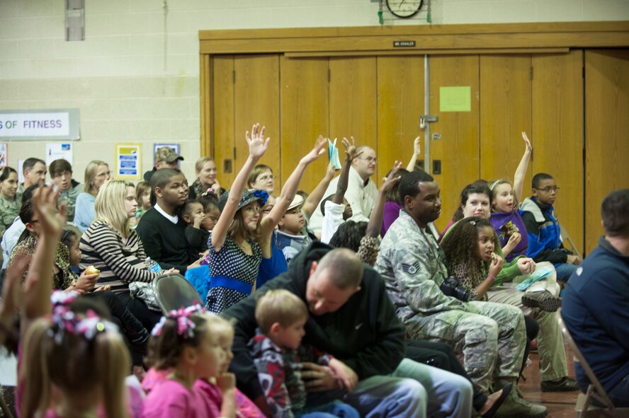 North Plains Elementary School hosted its first talent show, Nov. 18, 2013, in the school’s gymnasium.  The Denim & Glitz Talent Show featured choreographed dances, singing, and poetry, which was evaluated by seven judges who determined the winner. (U.S. Air Force photo/Airman 1st Class Lauren Pitts) 
