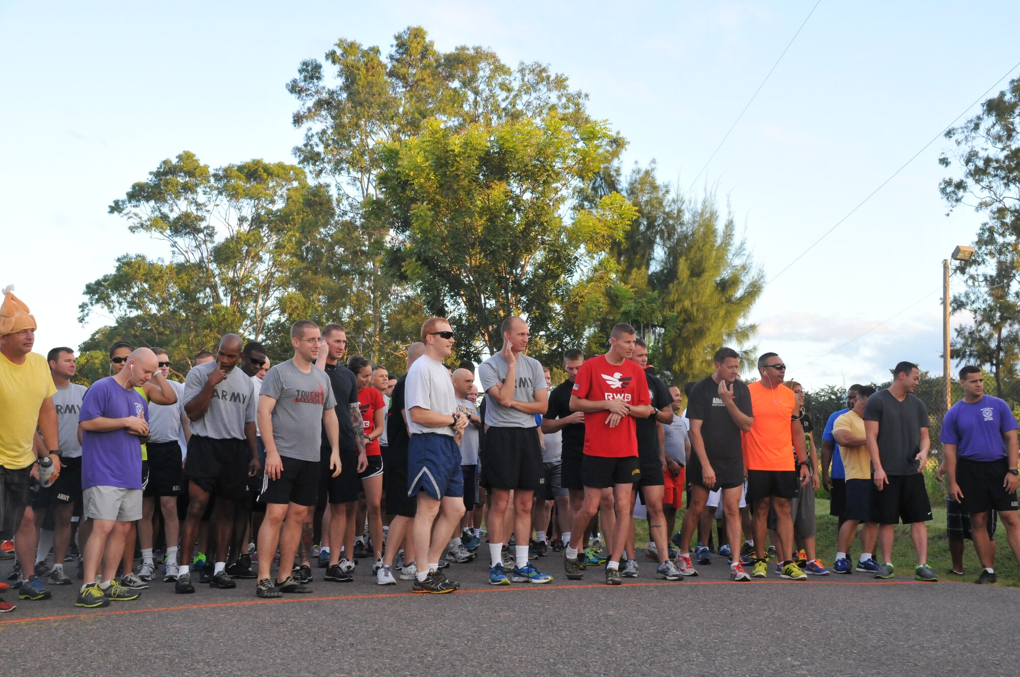 Members of Joint Task Force-Bravo participate in the “2013 MWR Turkey Trot 5K Fun Run & Walk” to kick off the Thanksgiving Day celebrations at Soto Cano Air Base, Honduras, Nov. 26, 2013. (Photo by Ana Fonseca)