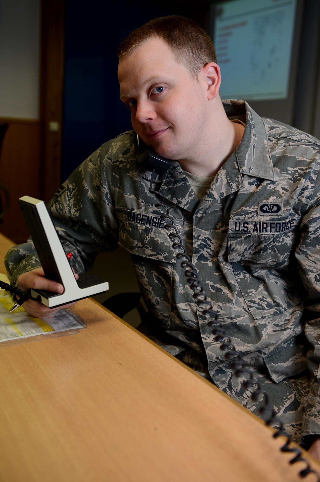 SPANGDAHLEM AIR BASE, Germany -- U.S. Air Force Airman 1st Class Aleczander F. Bagensie, 480th Fighter Squadron aviation resource manager, is the Super Saber Performer for the week of Nov. 27 - Dec. 4. (U.S. Air Force photo by Airman 1st Class Kyle Gese/Released)
