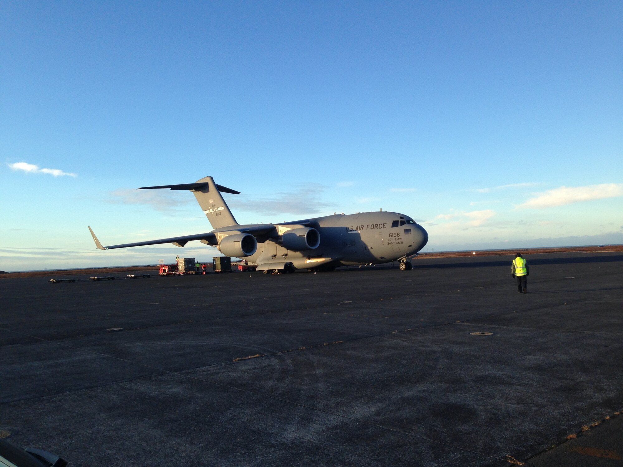 The C-17 Globemaster III from Travis delivered F-15C Eagle ground support equipment to Keflavik International Airport, Iceland Oct. 31 to Nov. 2 in support of a NATO mission. (courtesy photo)