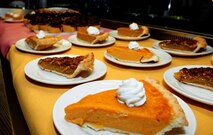 A variety of pies await hungry Thanksgiving meal patrons at the Gateway Dining Facility, RAF Mildenhall, England, Nov. 28, 2013. The special meal was prepared in celebration of the American holiday and fed more than 250 members of Team Mildenhall. (U.S. Air Force photo by Senior Airman Kate Maurer/Released)