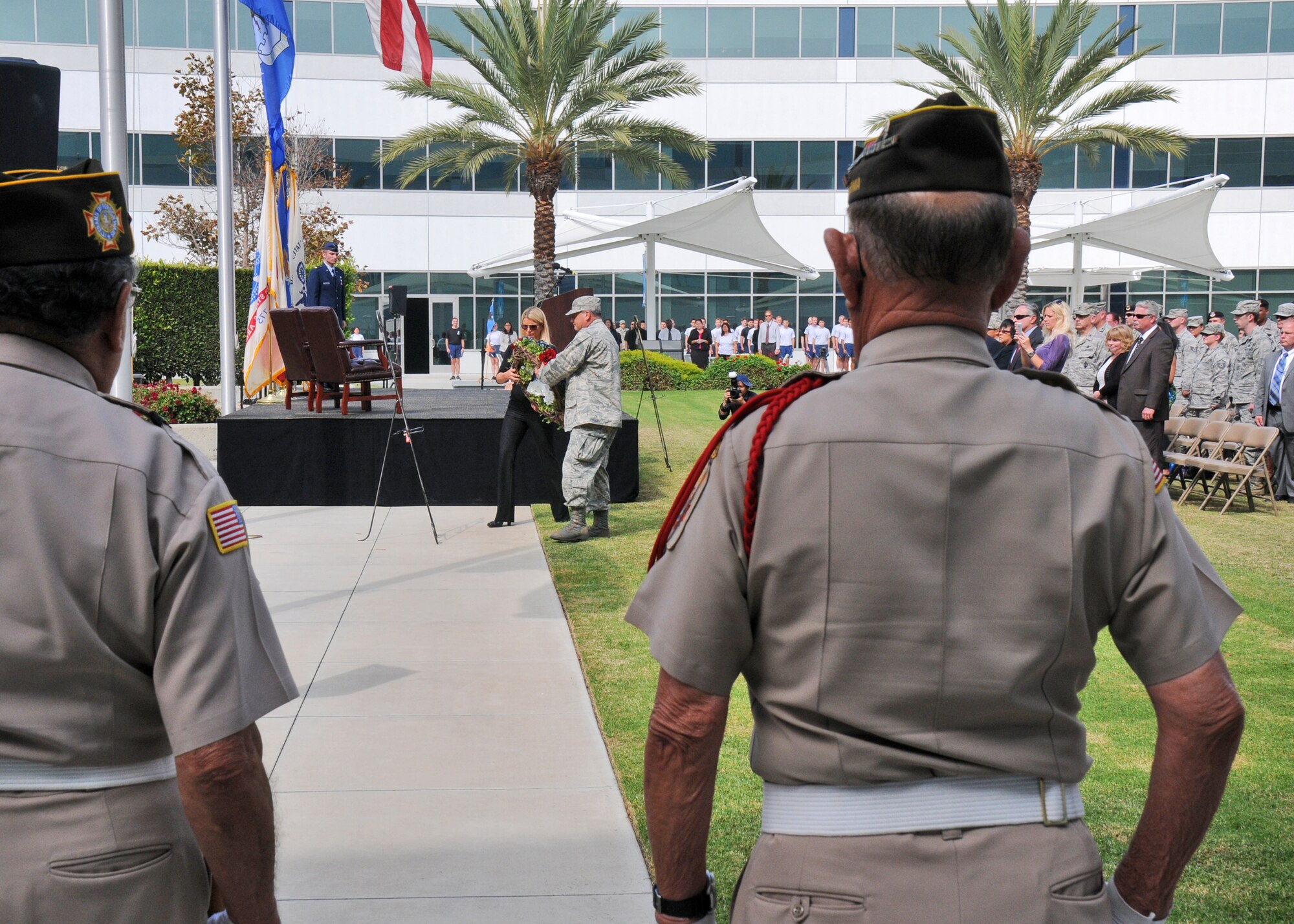 A wreath is placed to honor POWs and MIAs.  (Photo by Joe Juarez)