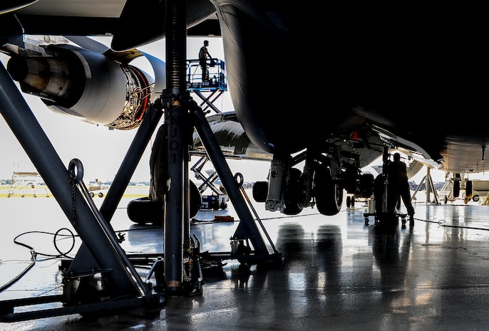 Airmen from the 437th Maintenance Squadron prepare to inspect a Globemaster C-17 Oct. 1, 2013, at Joint Base Charleston – Air Base, S.C. Staff Sgt. Aircraft maintenance engineers maintain and repair aircraft frames and mechanical parts. They use instruments to measure wear and test controls, replace defective components with hand tools, inspect their work to be sure it meets established standards and maintains records of actions. (U.S. Air Force photo/ Airman 1st Class Chacarra Neal)